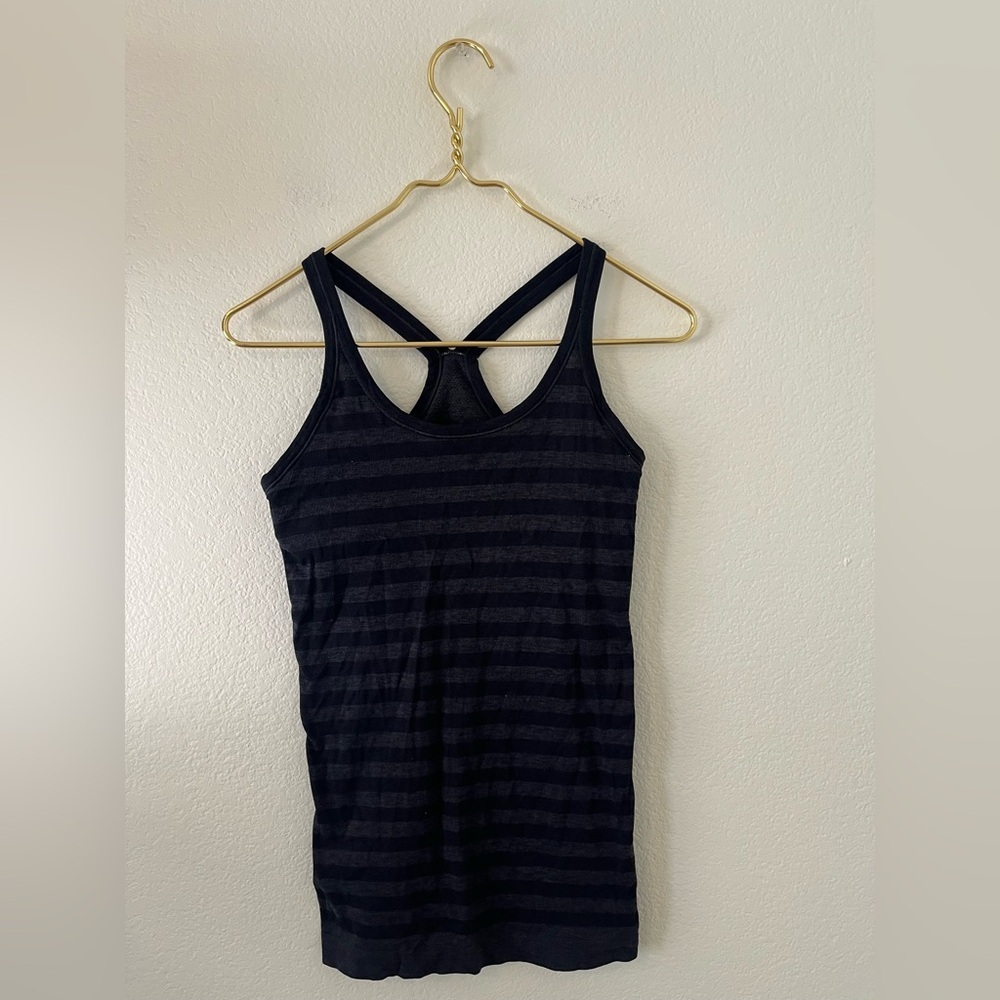 Lululemon Athletica gray black Striped Tank Top